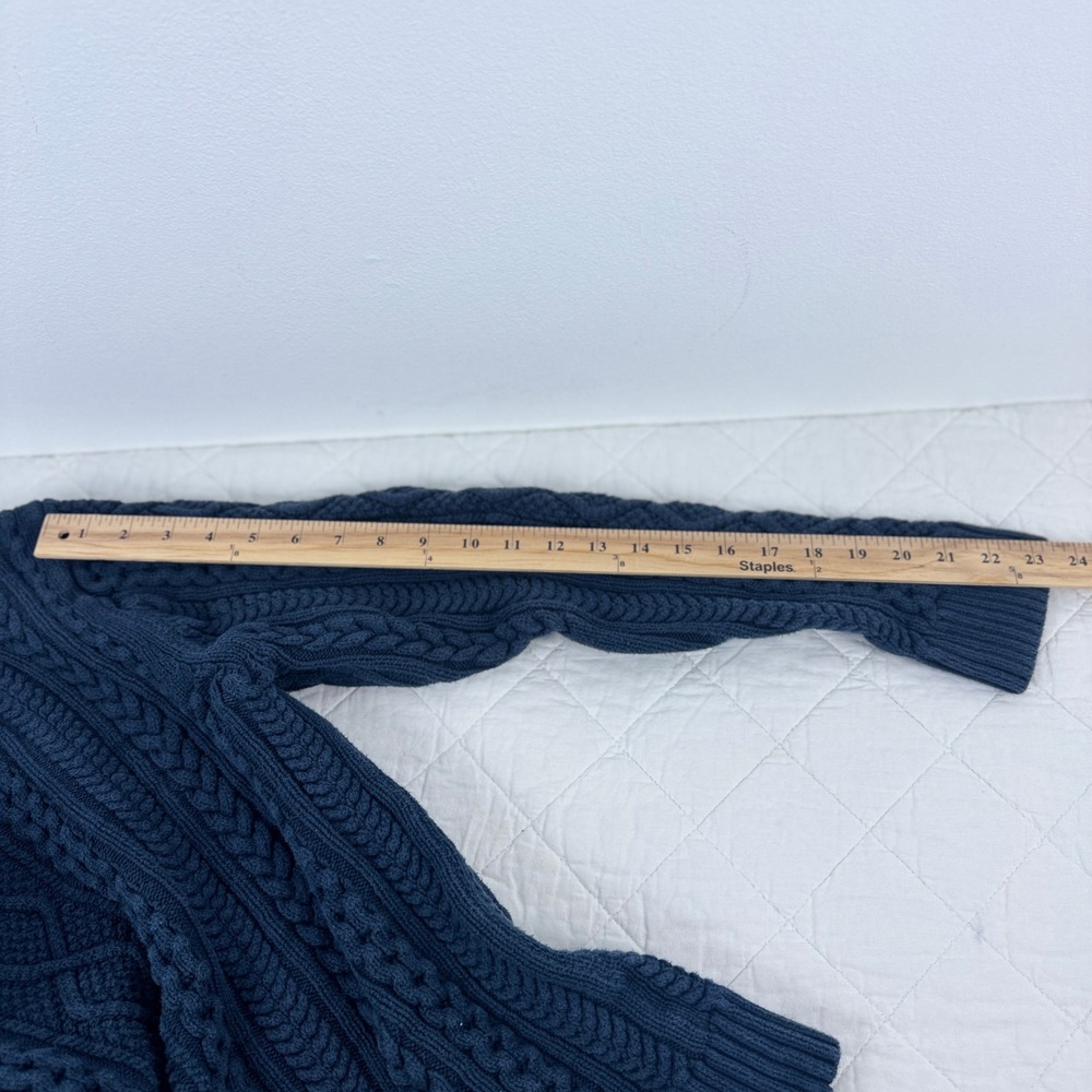 Amazon Essentials Navy Blue Chunky Cable Knit Crew Neck Sweater Size L Fisherman - Picture 8 of 13